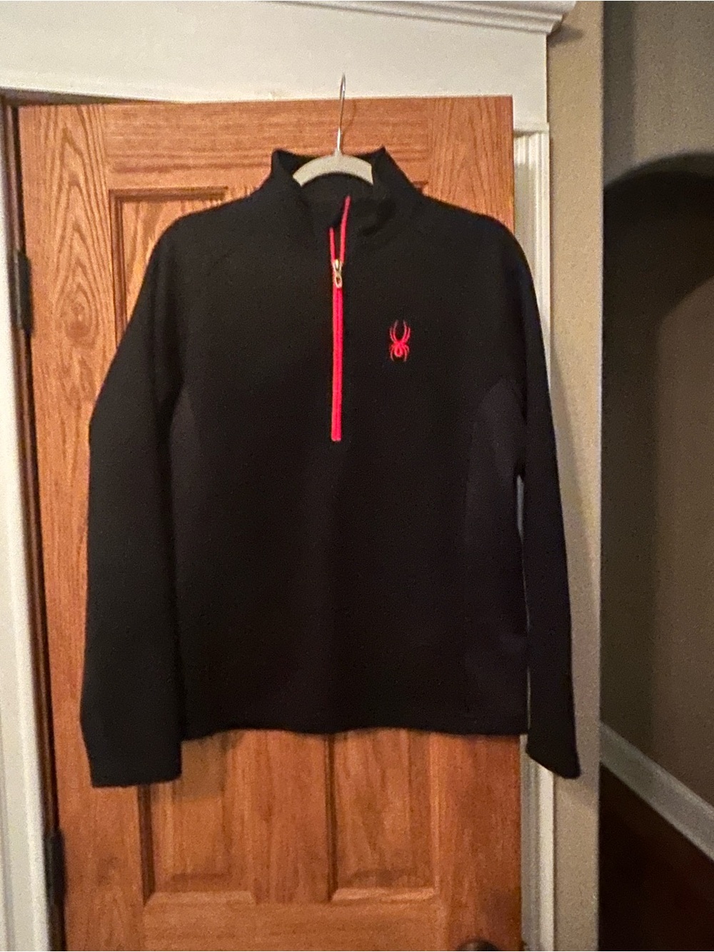 Spyder Black Performance Quarter-Zip with Red Accents
